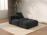 Matrix 1-Seater Black Linen Single Sofa | 2-Piece (Includes 1 Ottoman), Living Room Accent, Contemporary Style