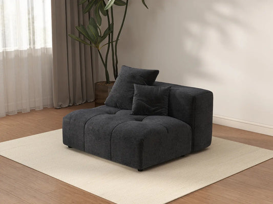 Matrix 1-Seater Black Linen Single Sofa | 1-Piece, Living Room Accent, Modern Style