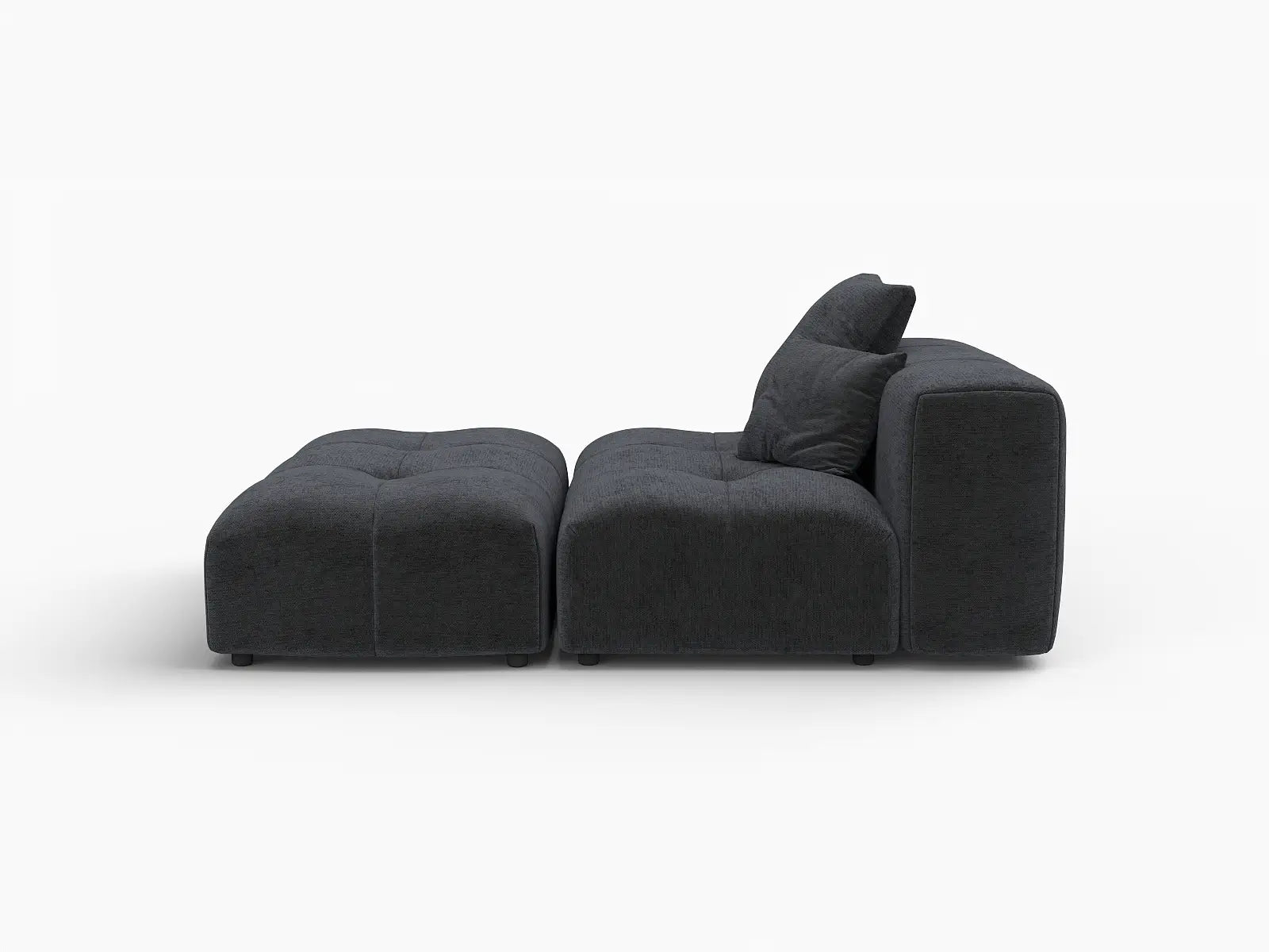 Matrix 1-Seater Black Linen Single Sofa | 2-Piece (Includes 1 Ottoman), Living Room Accent, Contemporary Style