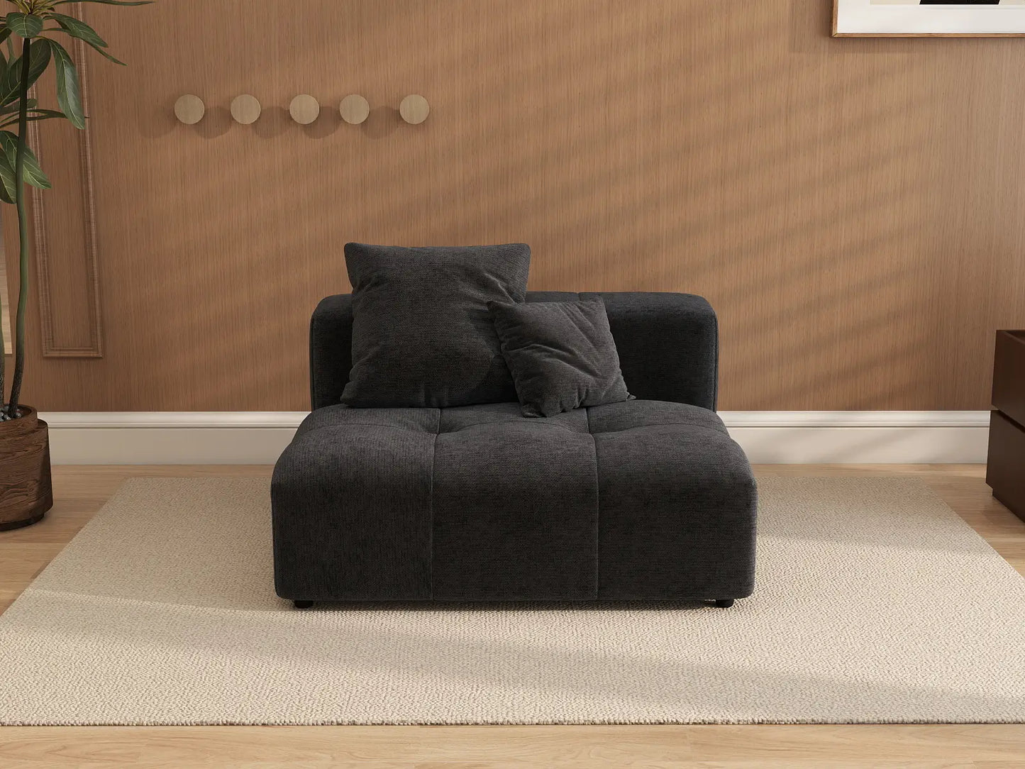 Sofá individual de lino negro de 1 plaza Matrix | 1 pieza, acento para sala de estar, estilo moderno