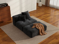 Matrix 1-Seater Black Linen Single Sofa | 2-Piece (Includes 1 Ottoman), Living Room Accent, Contemporary Style
