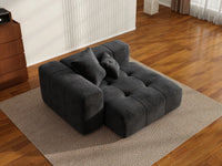 Matrix 1-Seater Black Linen Single Sofa | 1-Piece, Living Room Accent, Modular Design