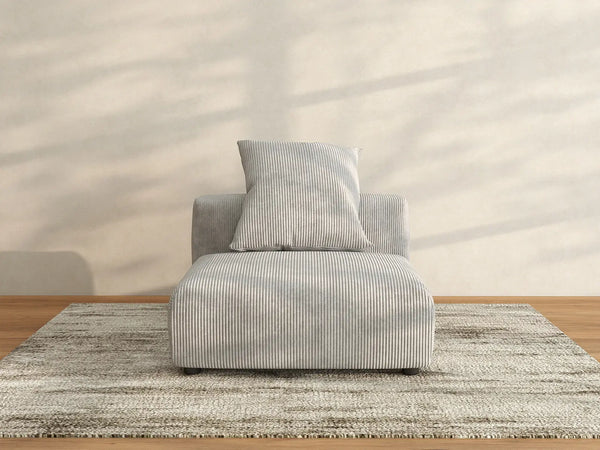 Matrix 1-Seater Grey Single Sofa | 1-Piece, Corduroy Fabric, Living Room Accent, Washable Cushion Covers