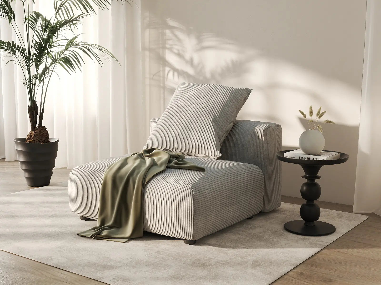 Sofá Individual Matriz de 1 Plaza Gris | 1 pieza, tela de pana, decorativo para sala de estar, fundas de cojín lavables