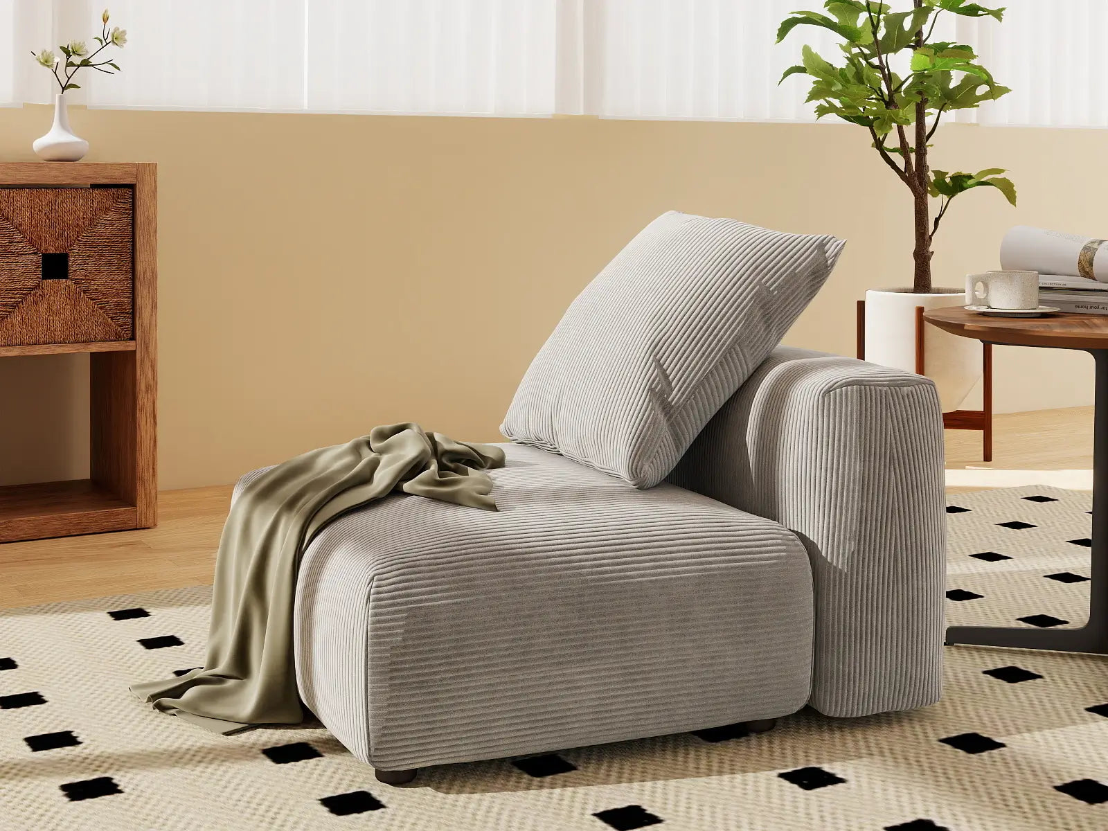 Sofá Individual Matriz de 1 Plaza Gris | 1 pieza, tela de pana, decorativo para sala de estar, fundas de cojín lavables