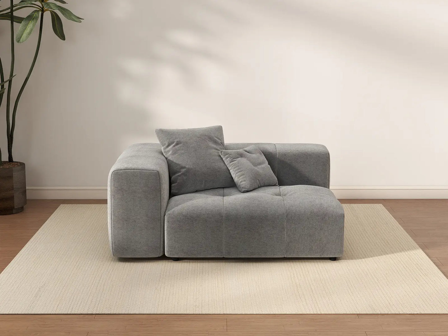 Matrix 1-Seater Light Grey Linen Single Sofa | 1-Piece, Living Room Accent, Contemporary Style