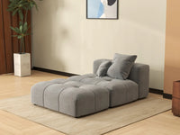 Matrix 1-Seater Light Grey Small Space Single Sofa | 2-Piece (Includes 1 Ottoman), Linen Fabric, Living Room Accent