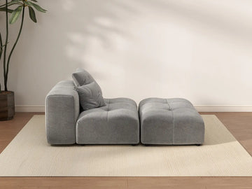 Matrix 1-Seater Light Grey Small Space Single Sofa | 2-Piece (Includes 1 Ottoman), Linen Fabric, Living Room Accent