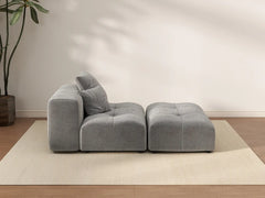 Matrix 1-Seater Light Grey Small Space Single Sofa | 2-Piece (Includes 1 Ottoman), Linen Fabric, Living Room Accent