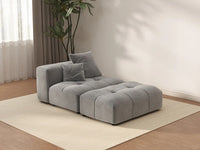Matrix 1-Seater Light Grey Small Space Single Sofa | 2-Piece (Includes 1 Ottoman), Linen Fabric, Living Room Accent
