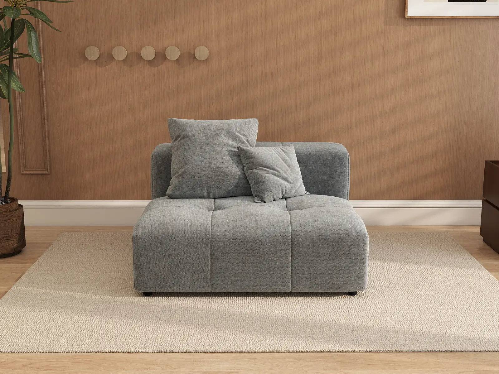 Sofá Individual Matrix de 1 Plaza, Gris Claro, para Espacios Pequeños | 1 pieza, Tela de Lino, Decoración de Sala de Estar