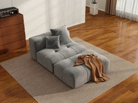 Matrix 1-Seater Light Grey Small Space Single Sofa | 2-Piece (Includes 1 Ottoman), Linen Fabric, Living Room Accent