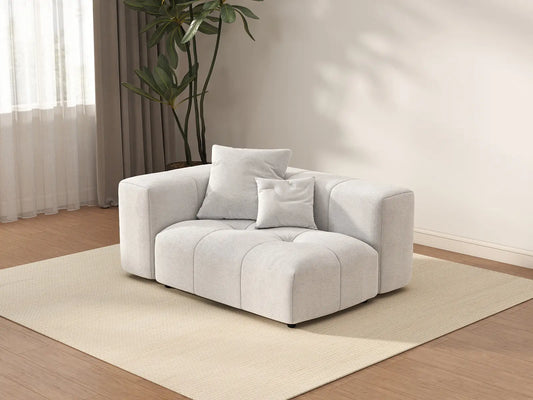 Matrix 1-Seater White Linen Single Sofa | 1-Piece, Living Room Accent, Small Space