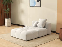 Matrix 1-Seater White Small Space Single Sofa | 2-Piece (Includes 1 Ottoman), Linen Fabric, Living Room Accent