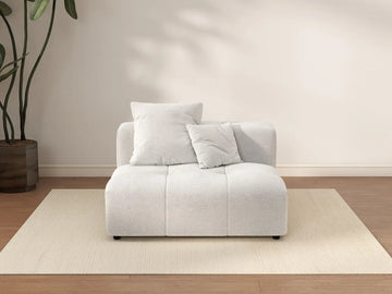 Matrix 1-Seater White Small Space Single Sofa | 1-Piece, Linen Fabric, Living Room Accent