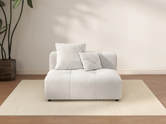 Matrix 1-Seater White Small Space Single Sofa | 1-Piece, Linen Fabric, Living Room Accent