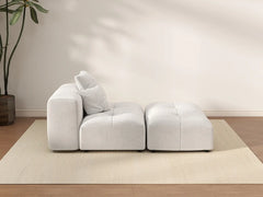 Matrix 1-Seater White Small Space Single Sofa | 2-Piece (Includes 1 Ottoman), Linen Fabric, Living Room Accent