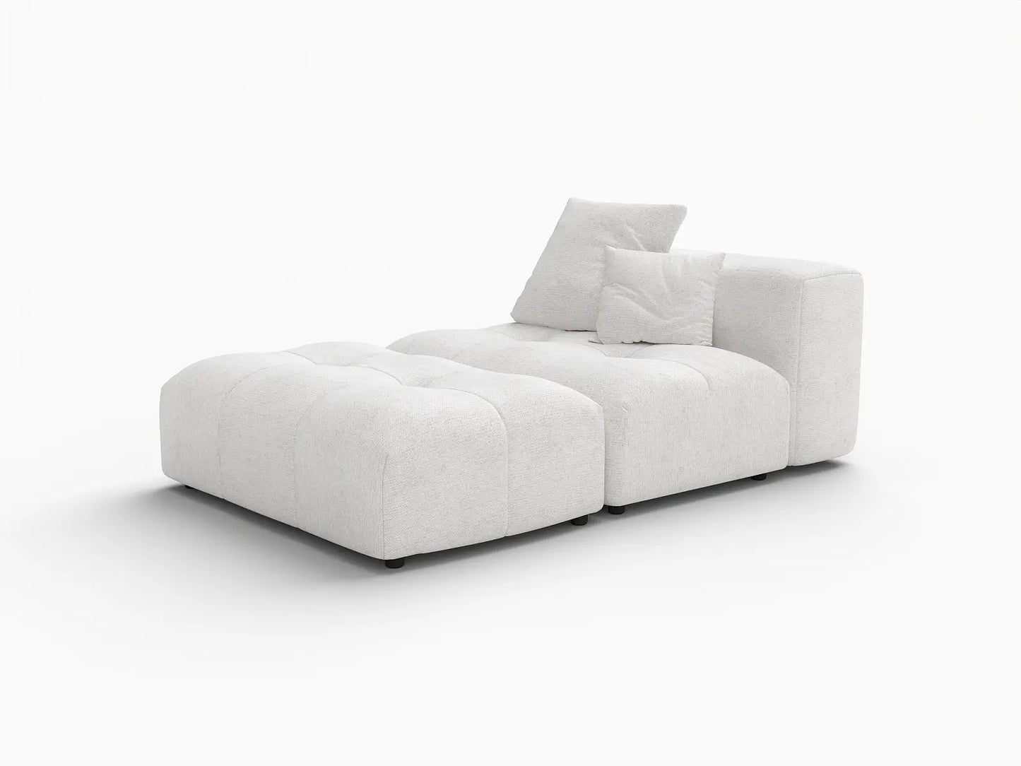 Matrix 1-Seater White Small Space Single Sofa | 2-Piece (Includes 1 Ottoman), Linen Fabric, Living Room Accent