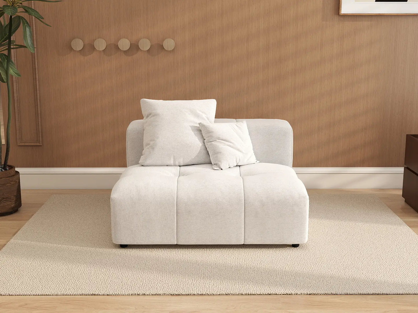 Matrix 1-Seater White Small Space Single Sofa | 1-Piece, Linen Fabric, Living Room Accent