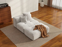 Matrix 1-Seater White Small Space Single Sofa | 2-Piece (Includes 1 Ottoman), Linen Fabric, Living Room Accent
