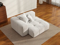 Matrix 1-Seater White Small Space Single Sofa | 1-Piece, Linen Fabric, Living Room Accent
