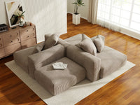 Matrix Modern Modular Sofa Covers | Brown Corduroy Sofa Covers for 2-Seater with 2-Ottoman