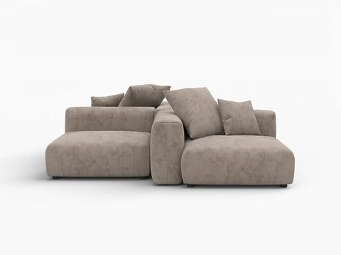 Fundas para sofá modular moderno Matrix | Fundas de sofá de pana marrón para 2 plazas con 2 otomanas