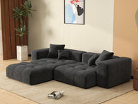 Matrix 2-Seater Black Chaise Sectional | 3-Piece (Includes 1 Ottoman), Linen Fabric, Lounge Room Seating