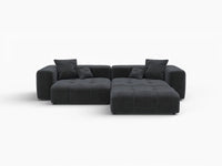Matrix 2-Seater Black Chaise Sectional | 3-Piece (Includes 1 Ottoman), Linen Fabric, Lounge Room Seating