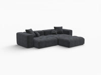 Matrix 2-Seater Black Chaise Sectional | 3-Piece (Includes 1 Ottoman), Linen Fabric, Lounge Room Seating