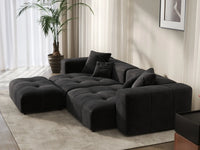 Matrix 2-Seater Black Chaise Sectional | 3-Piece (Includes 1 Ottoman), Linen Fabric, Lounge Room Seating