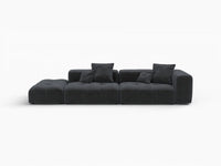 Sofá seccional Matrix de lino negro de 2 plazas con chaise longue | 3 piezas (incluye 1 otomana), diseño modular