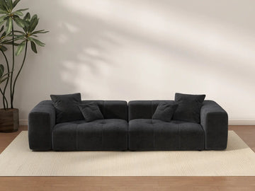 Matrix 2-Seater Black Linen Loveseat | 2-Piece, Stylish Design