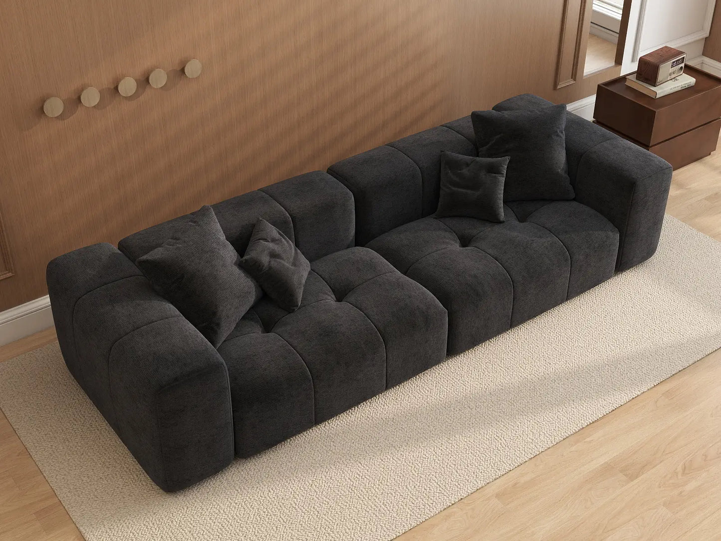 Matrix 2-Seater Black Linen Loveseat | 2-Piece, Stylish Design
