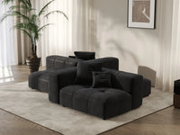 Matrix 2-Seater Black Linen Symmetrical Sectional | 4-Piece (Includes 2 Ottomans), Modern Style
