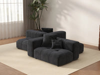 Matrix 2-Seater Black Linen Symmetrical Sectional | 4-Piece (Includes 2 Ottomans), Modern Style