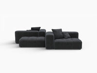 Matrix 2-Seater Black Linen Symmetrical Sectional | 4-Piece (Includes 2 Ottomans), Modern Style
