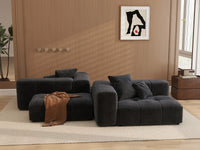 Matrix 2-Seater Black Linen Symmetrical Sectional | 4-Piece (Includes 2 Ottomans), Modern Style