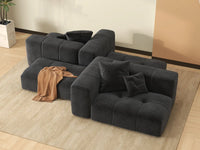 Matrix 2-Seater Black Linen Symmetrical Sectional | 4-Piece (Includes 2 Ottomans), Modern Style