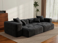 Matrix 2-Seater Black Small Space Loveseat | 2-Piece, Linen Fabric