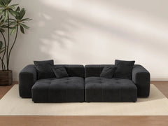 Matrix 2-Seater Black Small Space Loveseat | 2-Piece, Linen Fabric