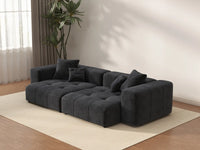 Matrix 2-Seater Black Small Space Loveseat | 2-Piece, Linen Fabric