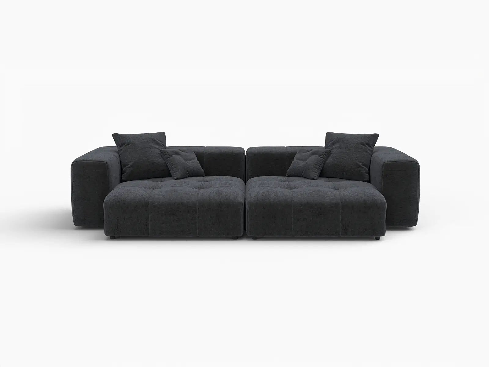 Matrix 2-Seater Black Small Space Loveseat | 2-Piece, Linen Fabric