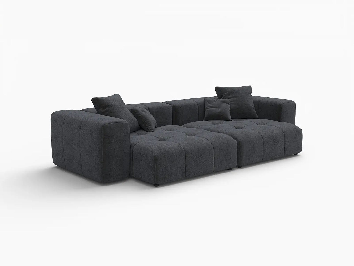 Matrix 2-Seater Black Small Space Loveseat | 2-Piece, Linen Fabric