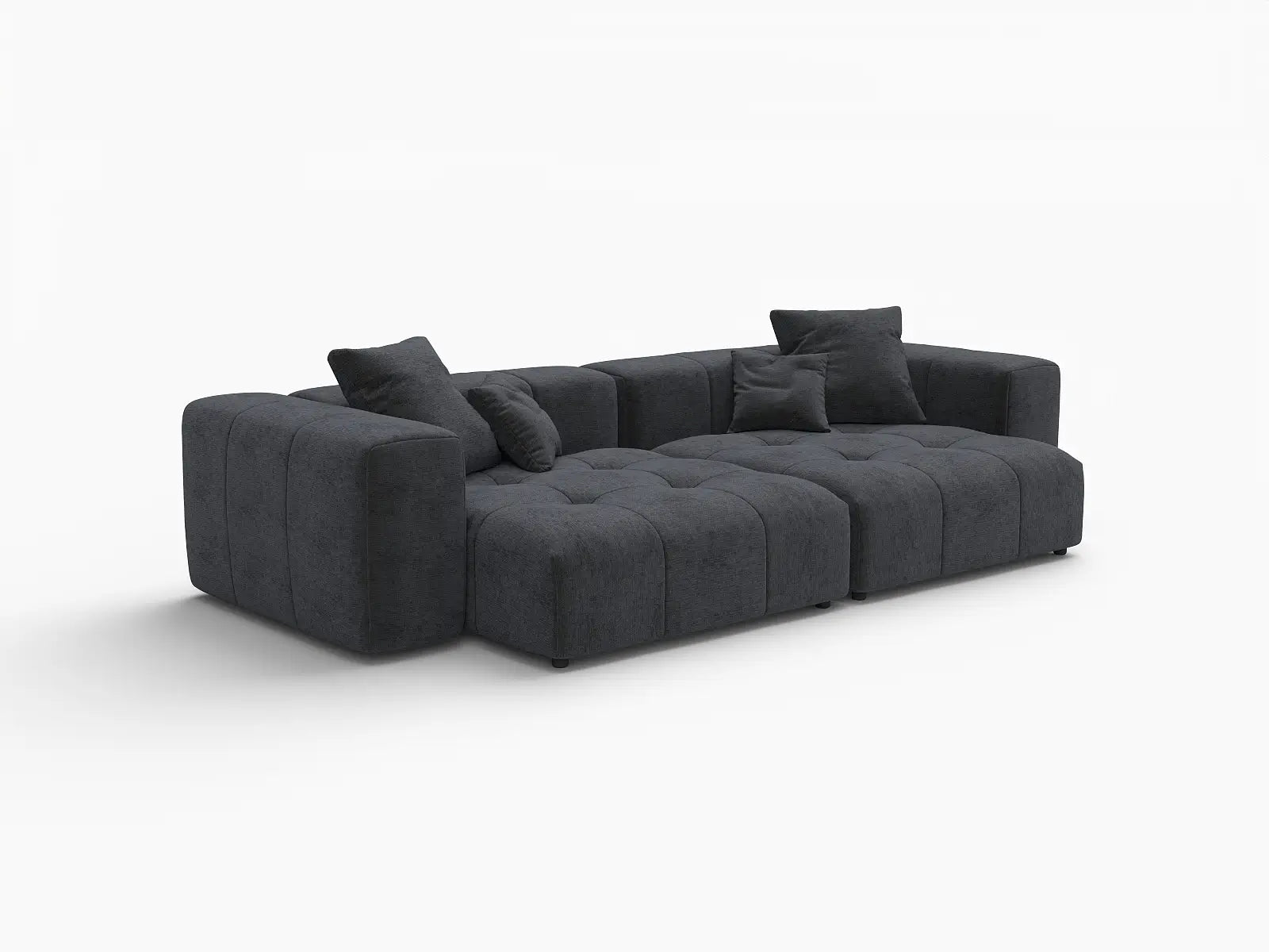 Matrix 2-Seater Black Small Space Loveseat | 2-Piece, Linen Fabric