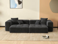 Matrix 2-Seater Black Small Space Loveseat | 2-Piece, Linen Fabric