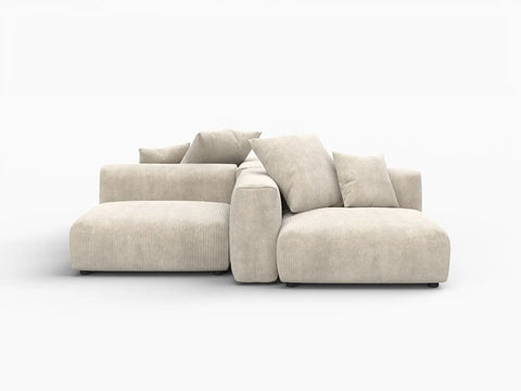 Fundas de sofá modulares Matrix modernas | Fundas de sofá de pana beige para 2 plazas con 2 otomanas