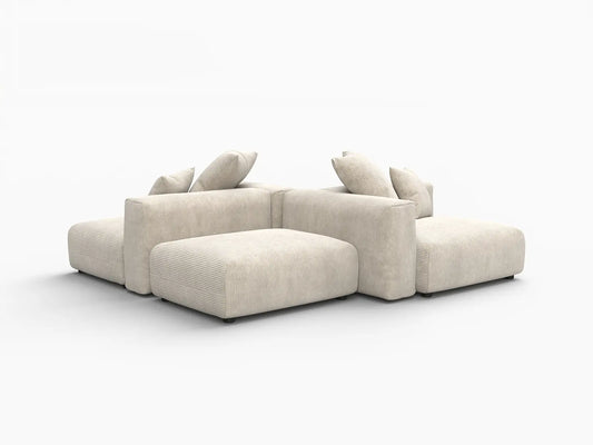 Matrix Modern Modular Sofa Covers | Beige Corduroy Sofa Covers for 2-Seater with 2-Ottoman