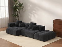 Sofá seccional Matrix de 2 plazas con chaise longue en lino negro | 3 piezas (incluye 1 otomana), Asientos para salón, Diseño modular