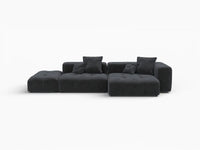 Sofá seccional Matrix de 2 plazas con chaise longue en lino negro | 3 piezas (incluye 1 otomana), Asientos para salón, Diseño modular